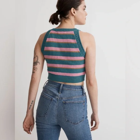 Madewell striped cropped sweater tank size large - Picture 3 of 11